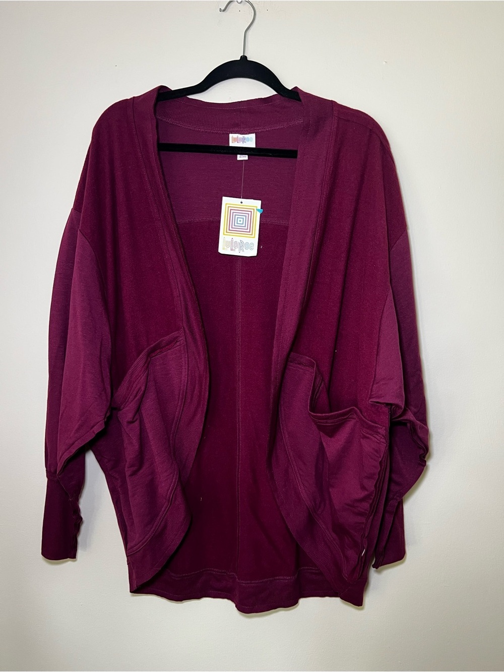 LuLaRoe Kennedy Open Front Raw Edge Cardigan- Berry